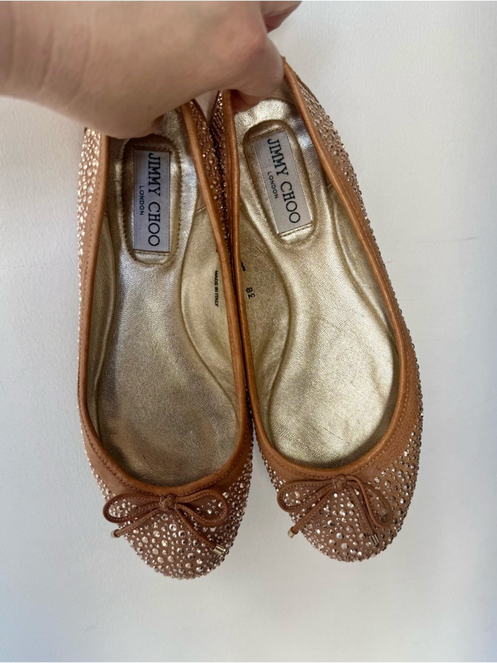 Jimmy Choo Nude Blush Crystal Embellished Ballet Flats - Picture 2 of 12